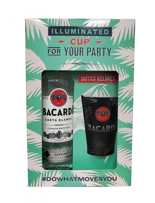 Bacardi Carta Blanca 0,7l 37,5% GB + 1x svítící pohárek