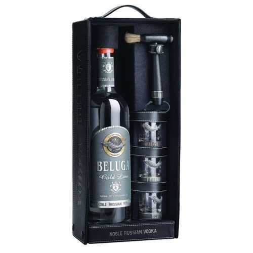 Beluga Gold Line 0,7l 40% + 3x sklo Kožené